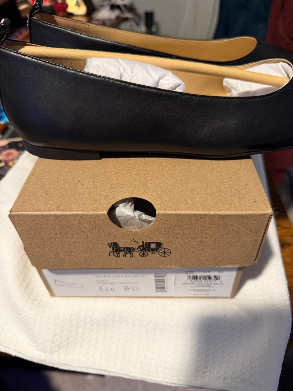 Coach Black Leather Slip-On Ballet Flats